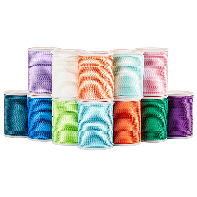 12 Rolls 12 Colors Round Waxed Polyester Cord YC-PH0002-40-1
