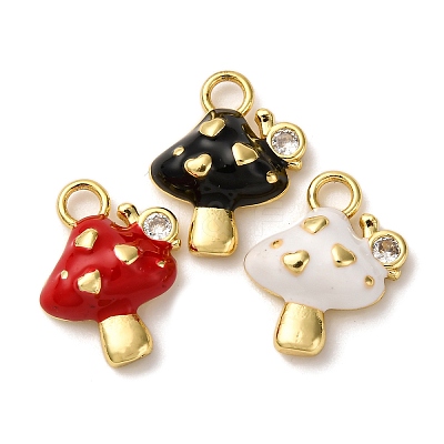 Brass Micro Pave Clear Cubic Zirconia Enamel Pendants KK-I276-26G-1