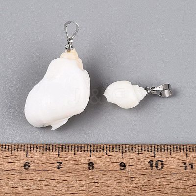 Brass & Natural Spiral Shell Pendants SHEL-Q029-13P-1