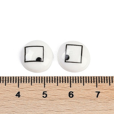 White and Black Flat Round Cartoon Resin Cabochons LS-CRES-Q009-01A-1
