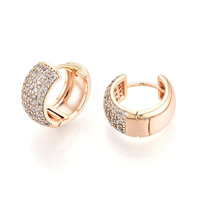 Brass Micro Pave Clear Cubic Zirconia Hoop Earrings EJEW-T048-48G-1