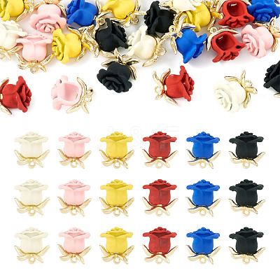 24Pcs 6 Colors Spray Painted Alloy Charms FIND-TA0003-29-1