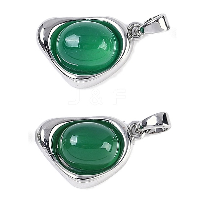 Natural Green Onyx Agate(Dyed & Heated) Pendants KK-U043-52P-01-1