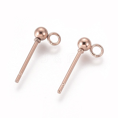 304 Stainless Steel Ball Stud Earring Post STAS-H410-10RG-1