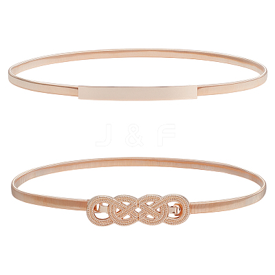 2Pcs 2 Styles Alloy Chain Belts with Fasteners AJEW-OC0014-77-1