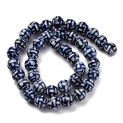 Handmade Blue and White Porcelain Beads Strands PORC-I027-03B-1
