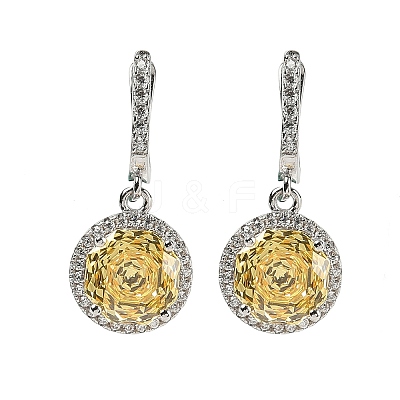 925 Sterling Silver Micro Pave Cubic Zirconia Hoop Earrings EJEW-B147-01A-04-1