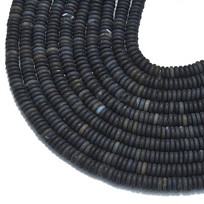 Frosted Natural Black Agate Beads Strands G-K389-C01-01-1