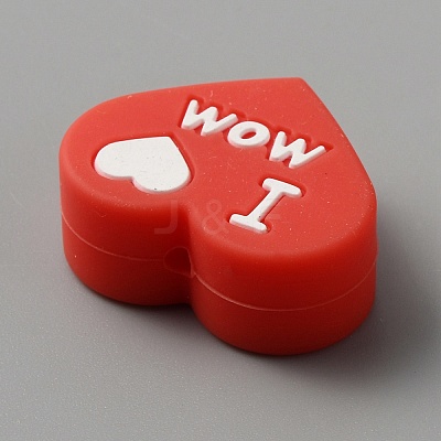 Heart with Word I Love Dad Silicone Beads SIL-WH0001-61A-1