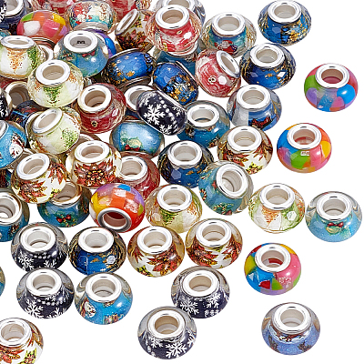 100Pcs 10 Colors Resin European Beads RPDL-PA0001-01-1