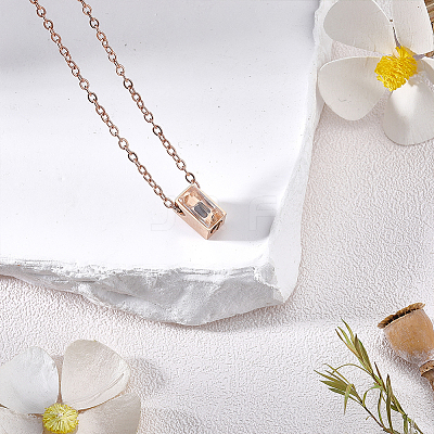 304 Stainless Steel with Clear Glass Rectangle Pendant Urn Ashes Necklaces for Women Men NJEW-WH0013-83RG-1