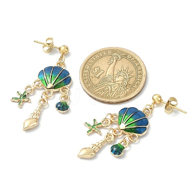Alloy Enamel Shell Chandelier Earrings EJEW-JE05556-1
