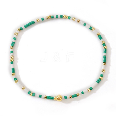 Bohemian Glass Seed Beads & Brass Stretch Bracelets for Women TI8364-2-1