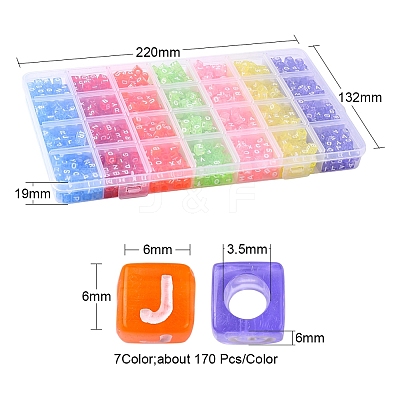 1190Pcs 7 Colors Transparent Acrylic Beads TACR-YW0001-58-1