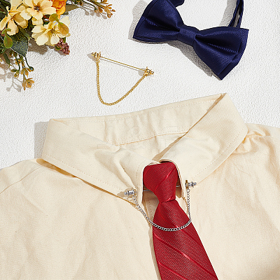 2Pcs 2 Colors Brass Tie Clip AJEW-CY0002-71-1