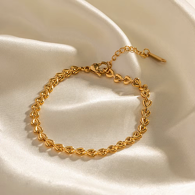 Minimalist 304 Stainless Steel Heart Link Bracelets QJ7944-1