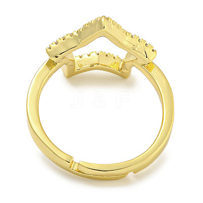 Star Rack Plating Brass Micro Pave Cubic Zirconia Adjustable Rings for Women RJEW-F162-13G-1