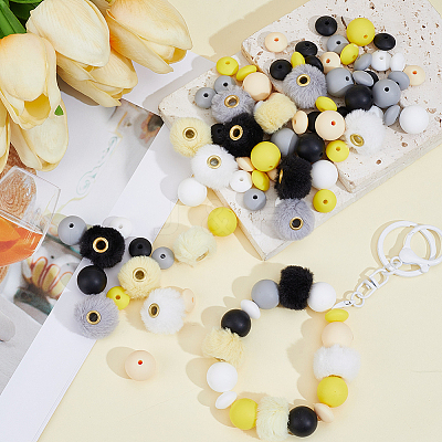 20Pcs 5 Colors Imitation Mink Fur European Beads FIND-PA0001-62A-1