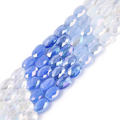 Electroplate Imitation Jade & Opaque & Transparent Glass Beads Strands EGLA-Q135-4x6MM-01B-1