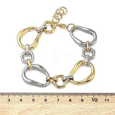 304 Stainless Steel Irregular Oval Link Chain Bracelets for Women BJEW-D456-05GP-03-1