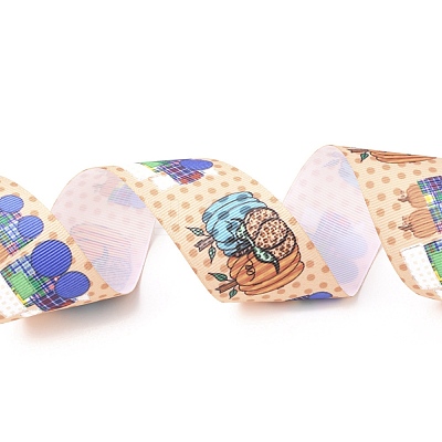 Autumn Theme Polyester Grosgrain Ribbon OCOR-I010-05F-1