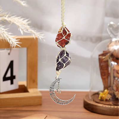 Nuggets Natural Red Jasper & Amethyst Pouch Pendant Decorations HJEW-WH20002-03B-1