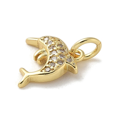 Brass Micro Pave Clear Cubic Zirconia Pendants LS-KK-U046-02G-05-1