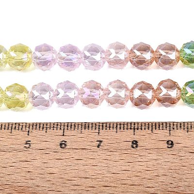Electroplate Transparent Glass Beads Strands EGLA-Q135-8MM-C06-1