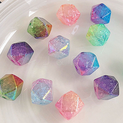Transparent Crackle Acrylic Beads OACR-K008-10-1