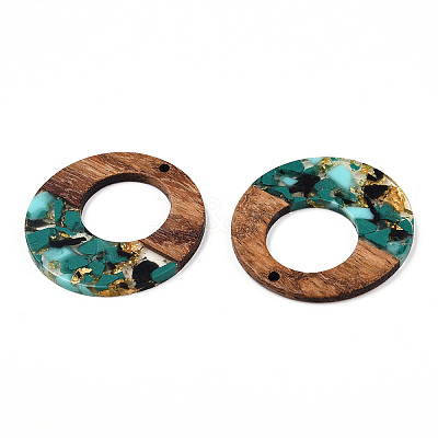 Transparent Resin & Walnut Wood Pendants RESI-TAC0017-74-A02-1