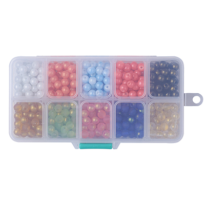 10 Colors Spray Painted Glass Beads DGLA-JP0001-03-10mm-1