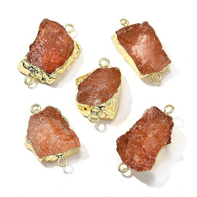 Raw Rough Natural Dyed Quartz Crystal Links Connector Charms G-K189-04LG-08-1