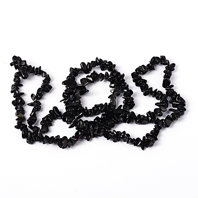 Natural Obsidian Chip Bead Strands X-F079-1