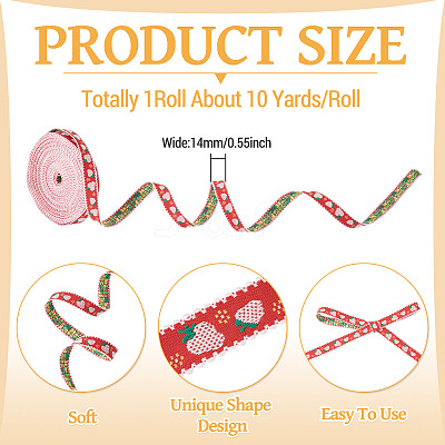 10Yards Polyester Strawberry Ribbon OCOR-TA0003-62A-1