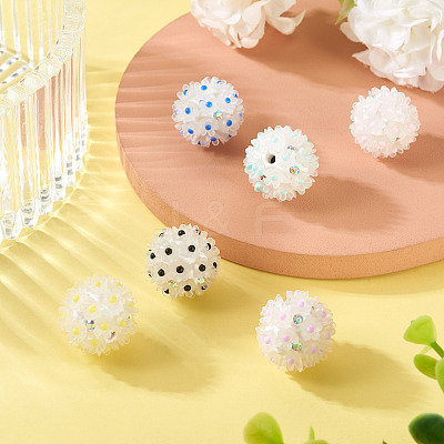 6Pcs 6 Colors Handmade Polymer Clay Rhinestone with Resin Daisy Flower CLAY-TA0001-97-1