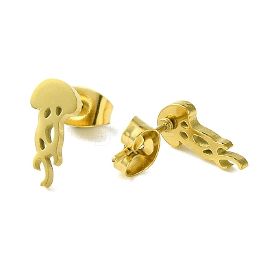 Cute Little Animal Theme 304 Stainless Steel Stud Earrings EJEW-B041-04C-G-1