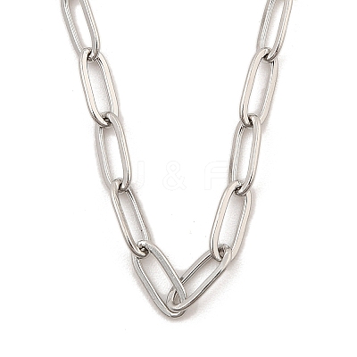 304 Stainless Steel Paperclip Chain Necklace for Women NJEW-C011-03P-02-1