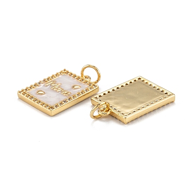 Mother's Day Brass Micro Pave Clear Cubic Zirconia Pendants X-ZIRC-A020-17G-1