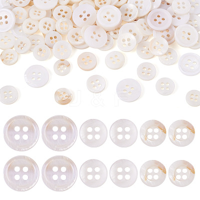 105Pcs 3 Styles Natural 4-Hole Freshwater Shell Buttons BUTT-TA0001-26-1