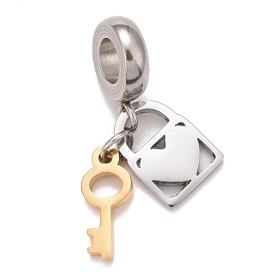 304 Stainless Steel European Dangle Charms STAS-I194-10GP-1