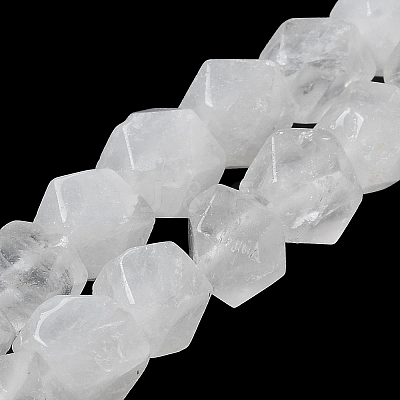 Natural Quartz Crystal Star Cut Round Beads Strands G-M418-C18-01-1