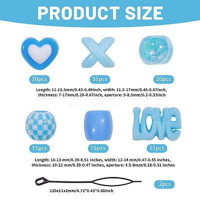 2Bags 2 Styles Resin Hair Beads for Hair Braiding Tool DIY-CA0008-38A-1