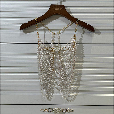 Alloy & Imitation Pearl Multi-Layer Sexy Body Chains for Women WG0D9A8-02-1