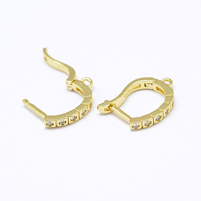Brass Micro Pave AAA Cubic Zirconia Ear Harp Hoop Earring Findings KK-F699-01G-NR-1