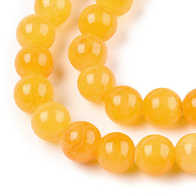 Natural Dyed Yellow Jade Gemstone Bead Strands X-G-R271-6mm-Y08-1