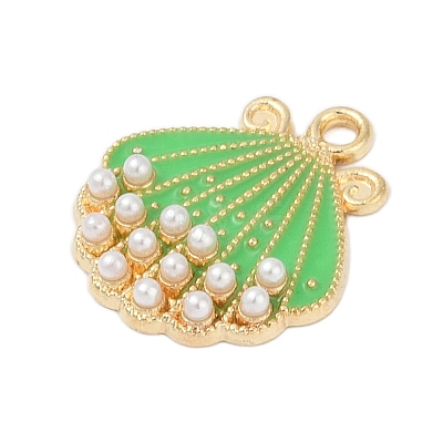 Alloy Enamel Pendants with Plastic Imitation Pearl FIND-Z070-04G-02-1