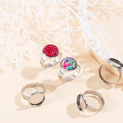 Adjustable 304 Stainless Steel Finger Rings Components STAS-UN0001-10-1