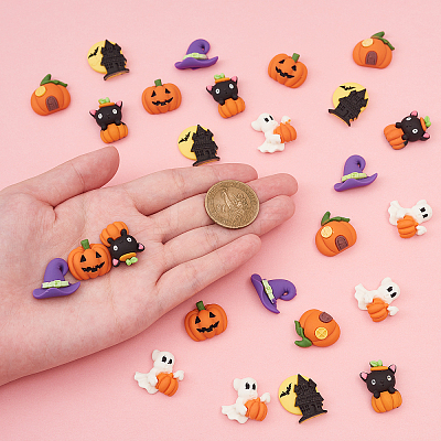 30Pcs 6 Style Resin Cabochons Halloween Theme RESI-CJ0001-194-1