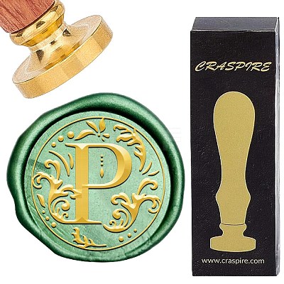 Brass Wax Seal Stamps with Wood Handle AJEW-WH0412-0249-1