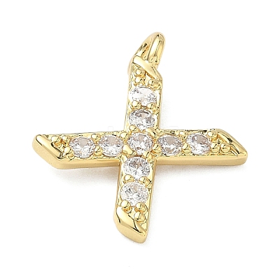 Brass Micro Pave Clear Cubic Zirconia Pendants KK-I476-01G-X-1